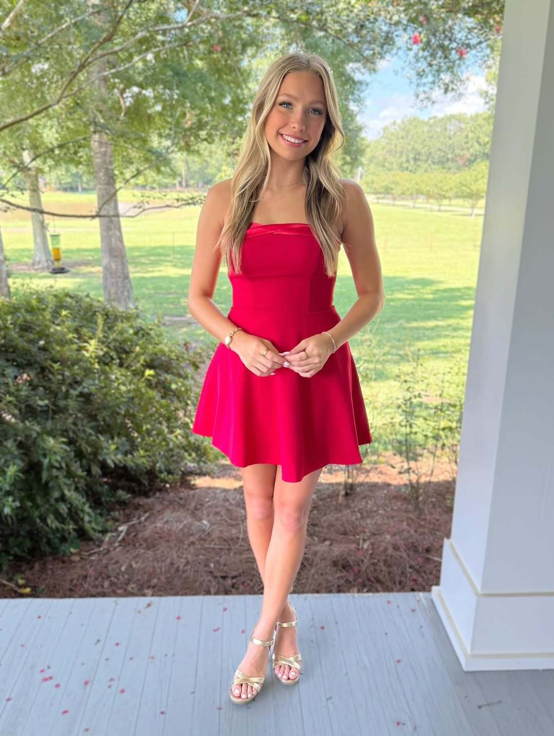 Red A Line Halter Short Satin Homecoming Dress
