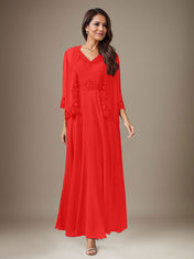 Plum A-Line Sequins Chiffon Dress