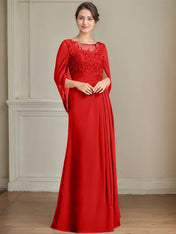 A-Line/Princess Scoop Floor-Length Mother of the Bride Dresses with Pleated & Sequins