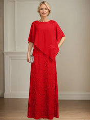Sheath/Column Scoop Floor-Length Chiffon Lace Mother of the Bride Dress With Sequins Beading