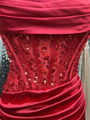 Bodycon Satin Short Homecoming Dress with Appliqeus