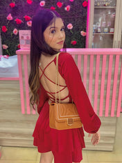 Red Sweetheart Long Sleeves Tiered Short Homecoming Dress