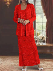 Robes de mère de la mariée en mousseline avec paillettes et veste 