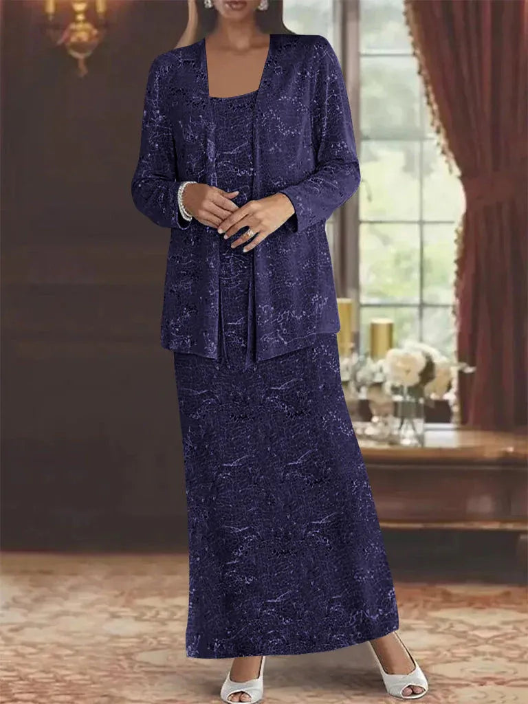 Robes de mère de la mariée en mousseline avec paillettes et veste 