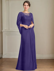 A-Line/Princess Scoop Floor-Length Mother of the Bride Dresses with Pleated & Sequins