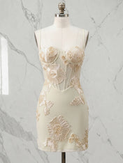Romantic Butter Yellow Floral Embroidered Short Corset Homecoming Dress