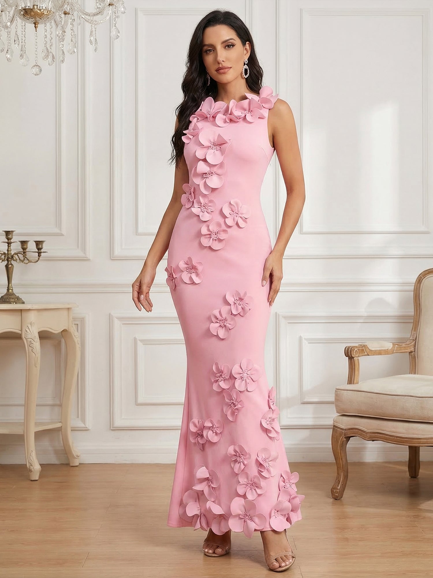 RomanticPinkSleeveless3DFloralMermaidGown_2.jpg
