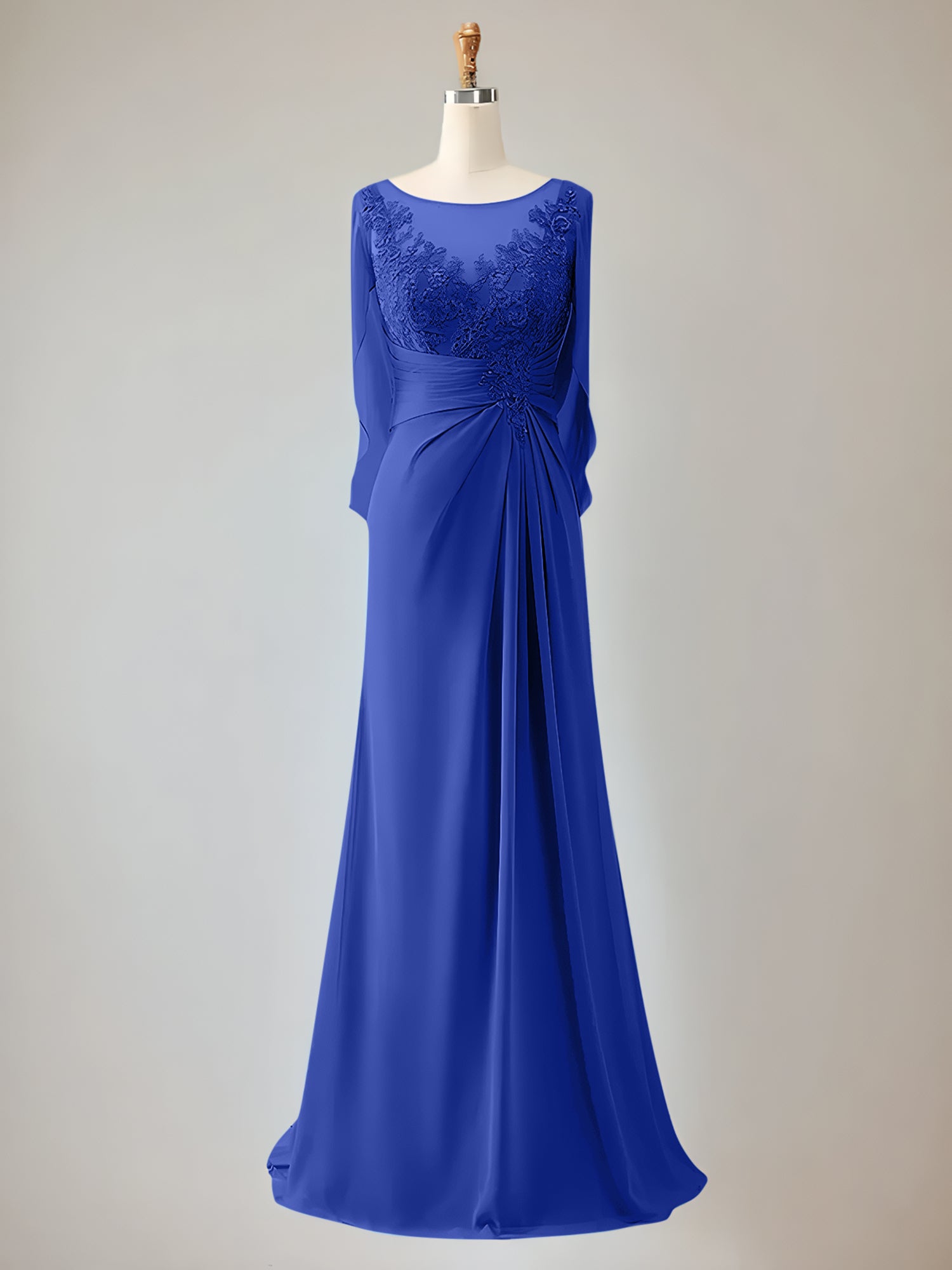 2 Sleeve Chiffon Mother of the Bride Dress With Beadings