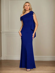 Trumpet/Mermaid One Shoulder Sleeveless Stretch Crepe Mother of the Bride Dress With Bow