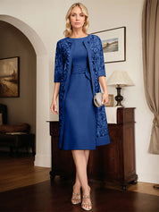 Sheath/Column Scoop Knee-Length Chiffon Mother of the Bride Dress With Pleated Sequins