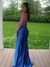 Pink Mermaid Sweetheart Spaghetti Strap Long Prom Dress