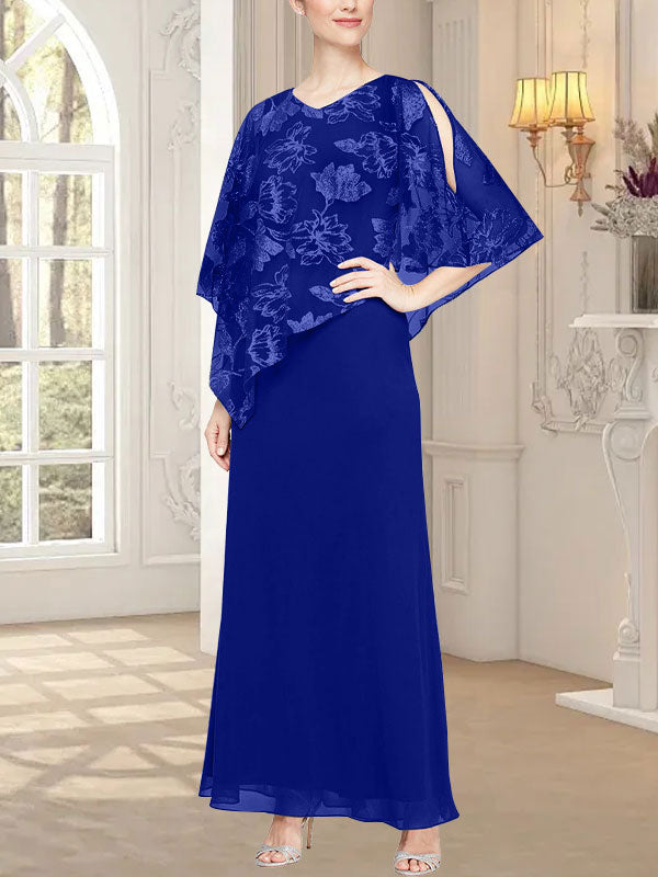 Long Glitter Mesh Dress with Novelty Asymmetric Overlay Bodice