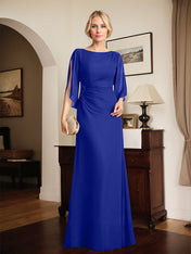 Sheath/Column Scoop Floor-Length Chiffon Mother of the Bride Dress With Pleated Beading
