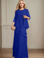 Sheath Scoop Floor-Length Chiffon Mother of the Bride Dress