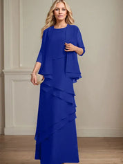 Robe fourreau en mousseline de soie pour mère de la mariée, longueur au sol 