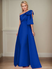 A-Line One-Shoulder Satin Mother Of The Bride Dresses With Bows