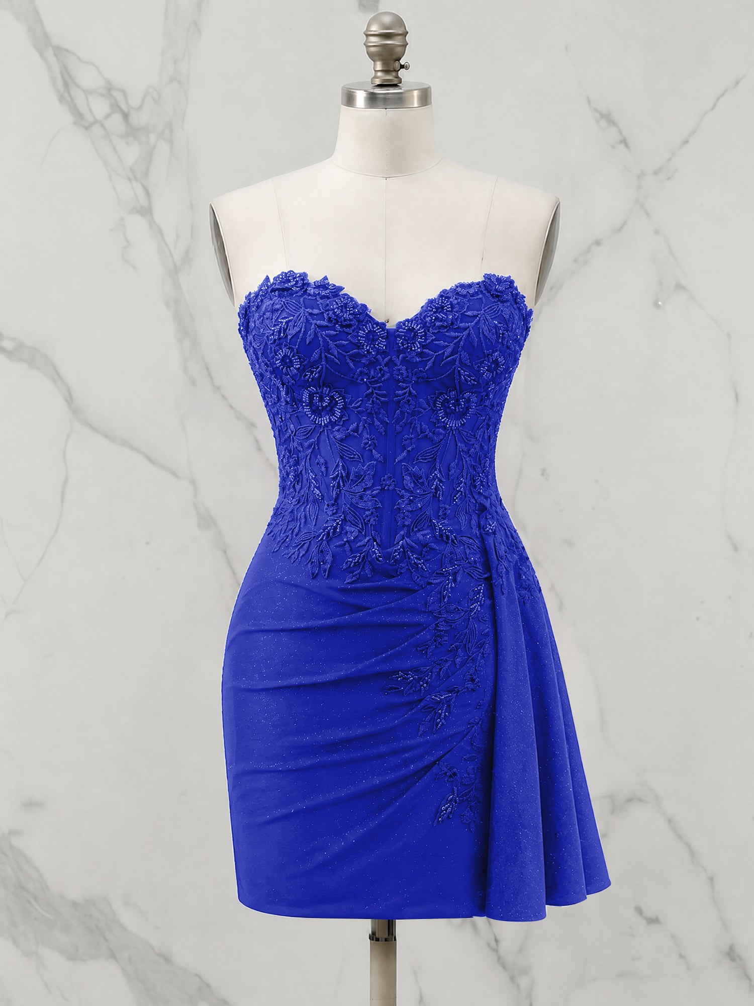 Strapless Sweetheart Draped Mini Homecoming Dress