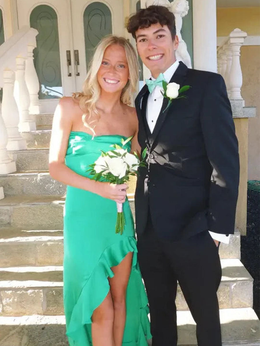 Royal Blue Strapless High-Low Ruffle Prom Dress