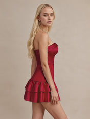 Strapless Satin Short Homecoming Dress