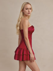 Royal Blue Strapless Satin Short Homecoming Dress