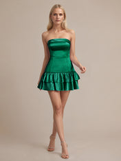 Strapless Satin Short Homecoming Dress