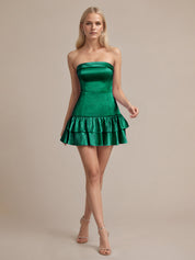 Royal Blue Strapless Satin Short Homecoming Dress