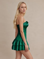 Royal Blue Strapless Satin Short Homecoming Dress