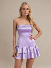 Royal Blue Strapless Satin Short Homecoming Dress