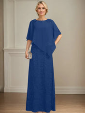 Sheath/Column Scoop Floor-Length Chiffon Lace Mother of the Bride Dress With Sequins Beading