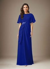 Dark Navy Sheath Beaded Chiffon Dress