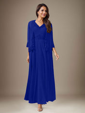 Plum A-Line Sequins Chiffon Dress