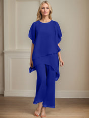Separates Jumpsuit/Pantsuit Scoop Ankle-Length Chiffon Mother of the Bride Dress