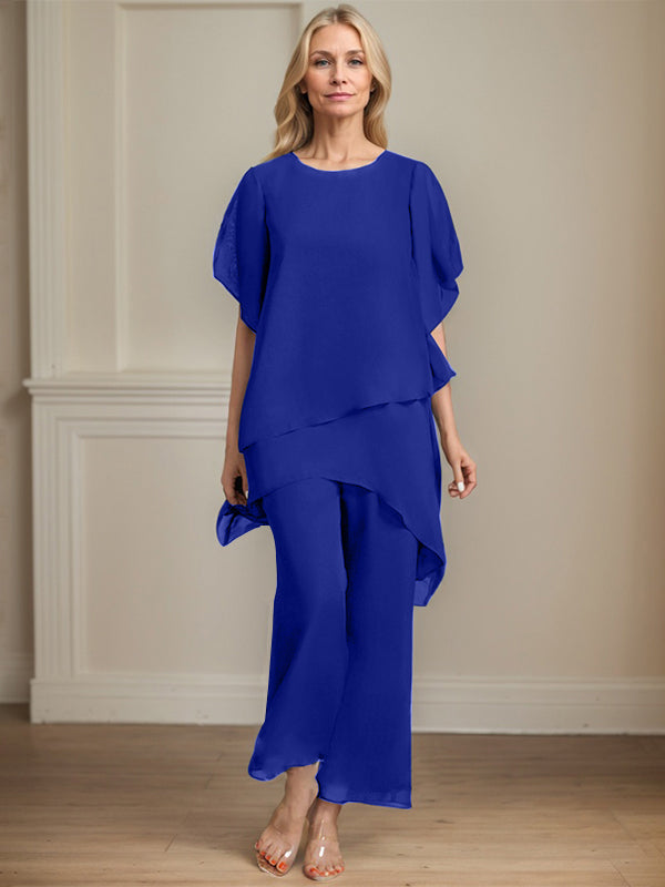 Pantsuit Scoop Ankle-Length Chiffon Mother of the Bride Dress