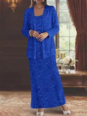 Robes de mère de la mariée en mousseline avec paillettes et veste 