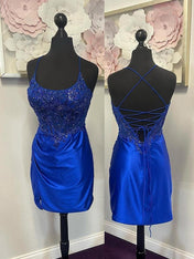 Bodycon Spaghetti Straps Beaded Tight Short Homecoming Dress