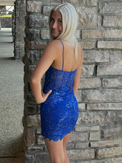 Bodycon Spaghetti Straps Short Homecoming Dress with Sequin