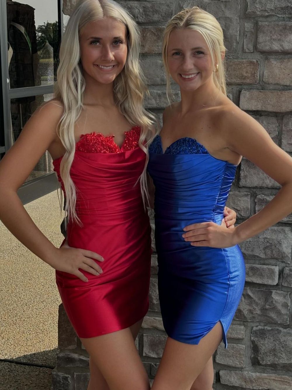 Royal Blue Bodycon Sweetheart Ruched Short Satin Homecoming Dress