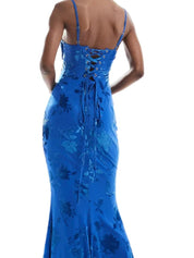 Royal Blue Mermaid Spaghetti Straps Satin Long Prom Dress