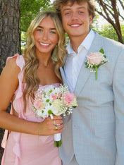 Ruffle Strap Short Homecoming Dress with Cutouts