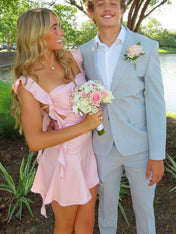 Ruffle Strap Short Homecoming Dress with Cutouts