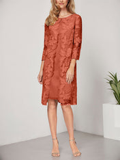 A-line Scoop Knee-Length Chiffon Lace Mother of the Bride Dress With Jacket
