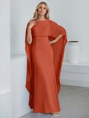 Sheath Scoop Floor-Length Chiffon Mother of the Bride Dress With Cascading Ruffles