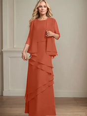 Sheath Scoop Floor-Length Chiffon Mother of the Bride Dress