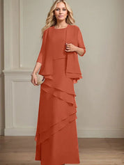 Robe fourreau en mousseline de soie pour mère de la mariée, longueur au sol 