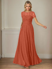 Dark Navy A-Line Boatneck Sequins Chiffon Dress