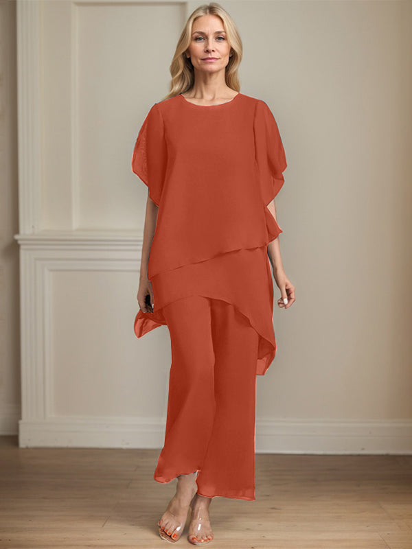 Pantsuit Scoop Ankle-Length Chiffon Mother of the Bride Dress