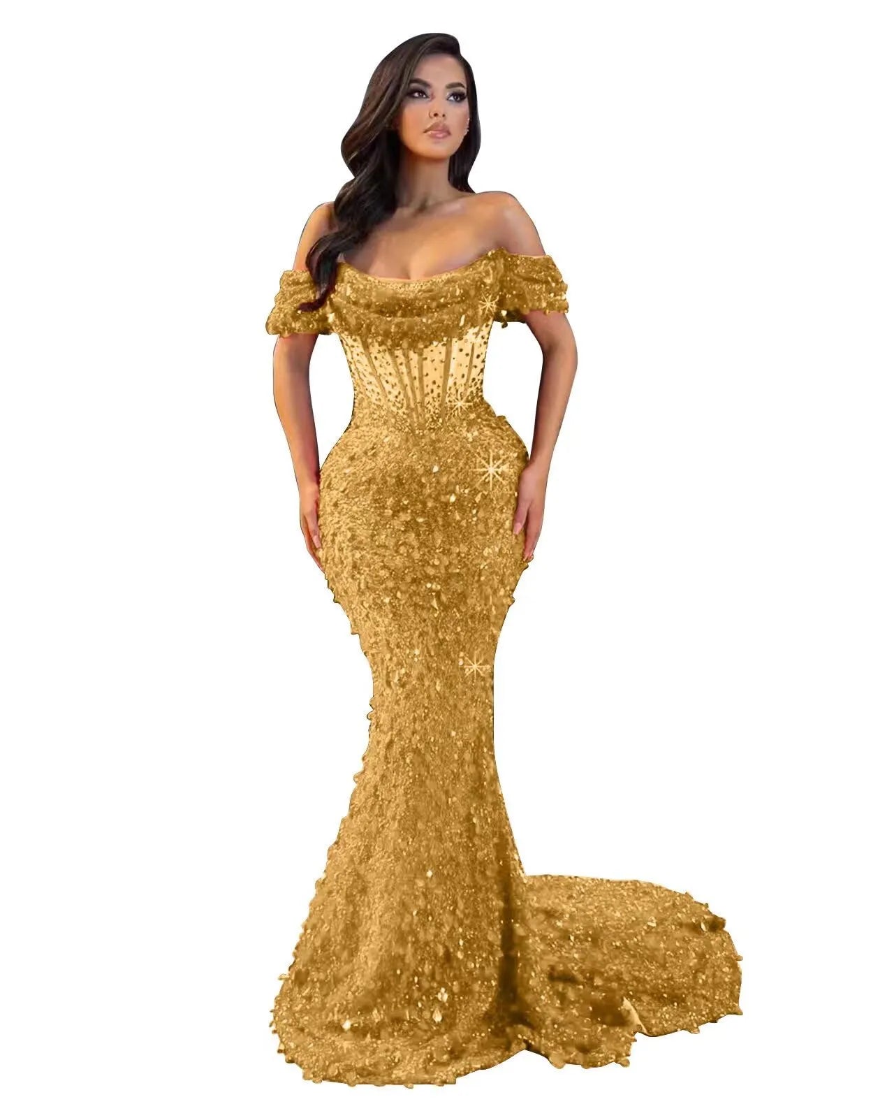 Trumpet/Mermaid Off The Shoulder Sequin Long Prom Dress