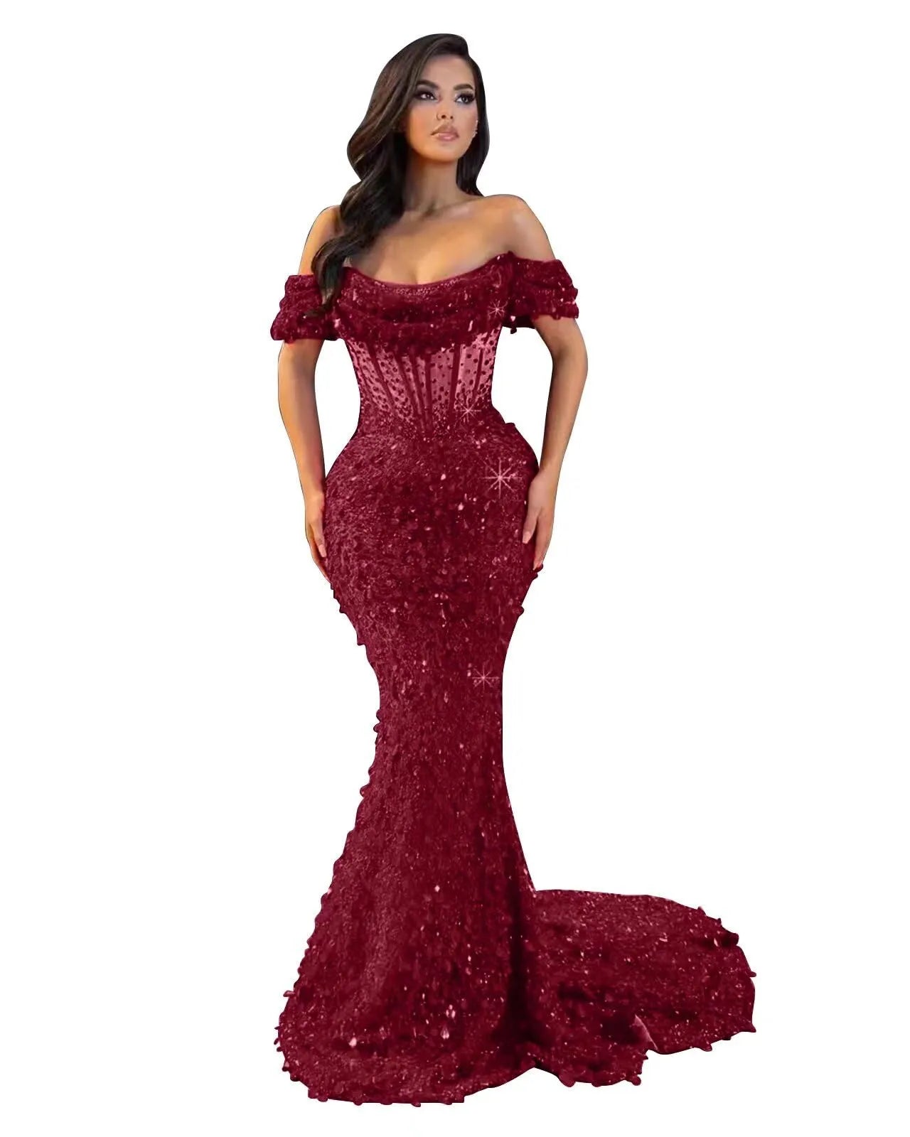 Trumpet/Mermaid Off The Shoulder Sequin Long Prom Dress