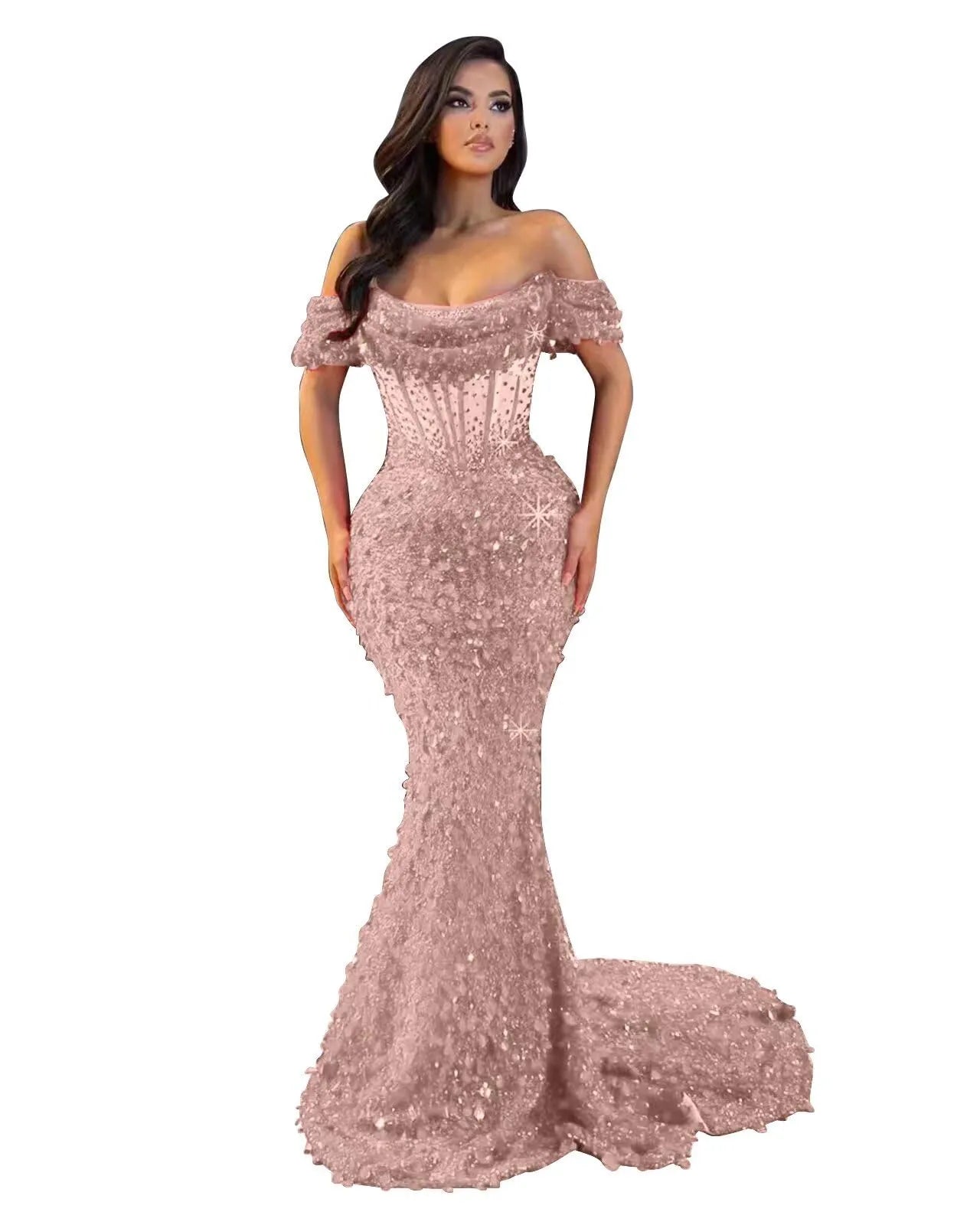 Trumpet/Mermaid Off The Shoulder Sequin Long Prom Dress