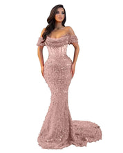 Trumpet/Mermaid Off The Shoulder Sequin Long Prom Dress